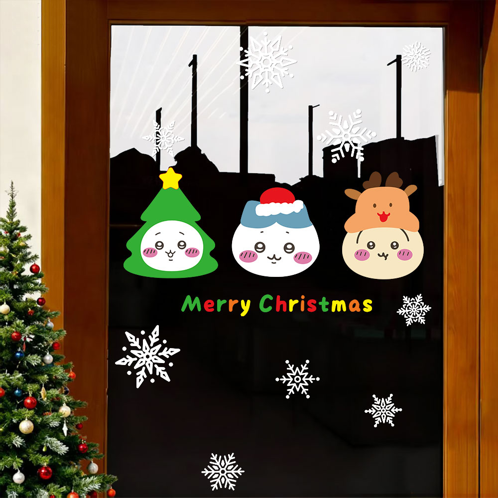 2026新年圣诞节装饰贴纸马年chiikawa吉伊卡哇橱窗玻璃门贴窗贴画