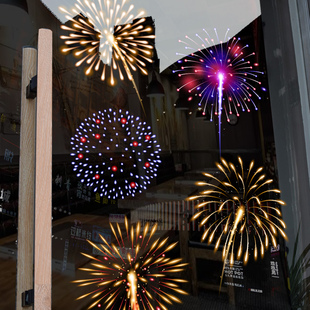 2026新年春节装饰烟火玻璃贴纸商场门店马年春节布置门贴窗贴静电