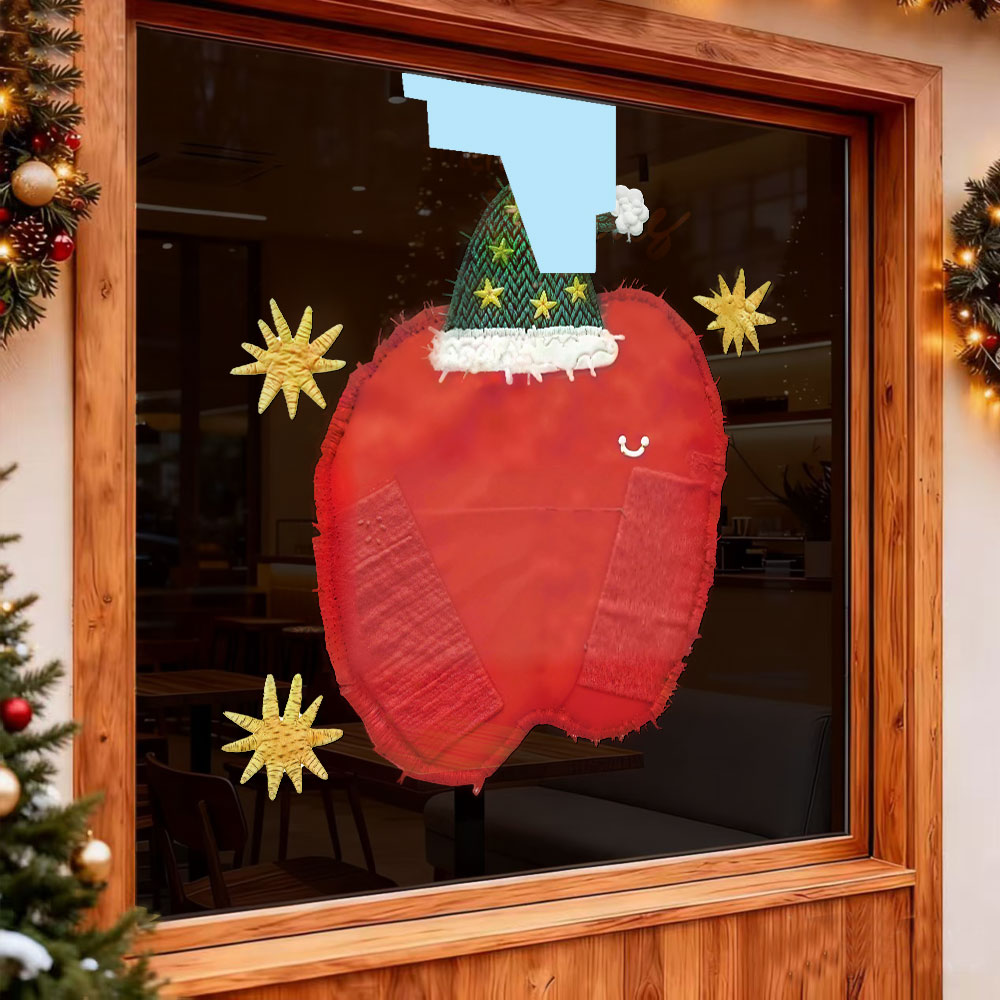 2026新年圣诞节装饰贴纸玻璃门贴商铺布艺静电橱窗布置窗贴画窗花