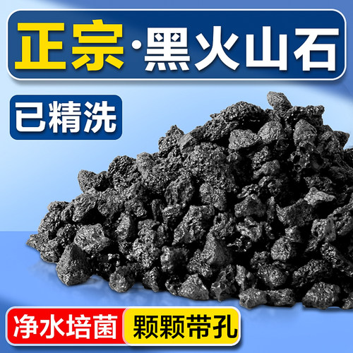天然黑火山石！鱼缸净水培菌底砂