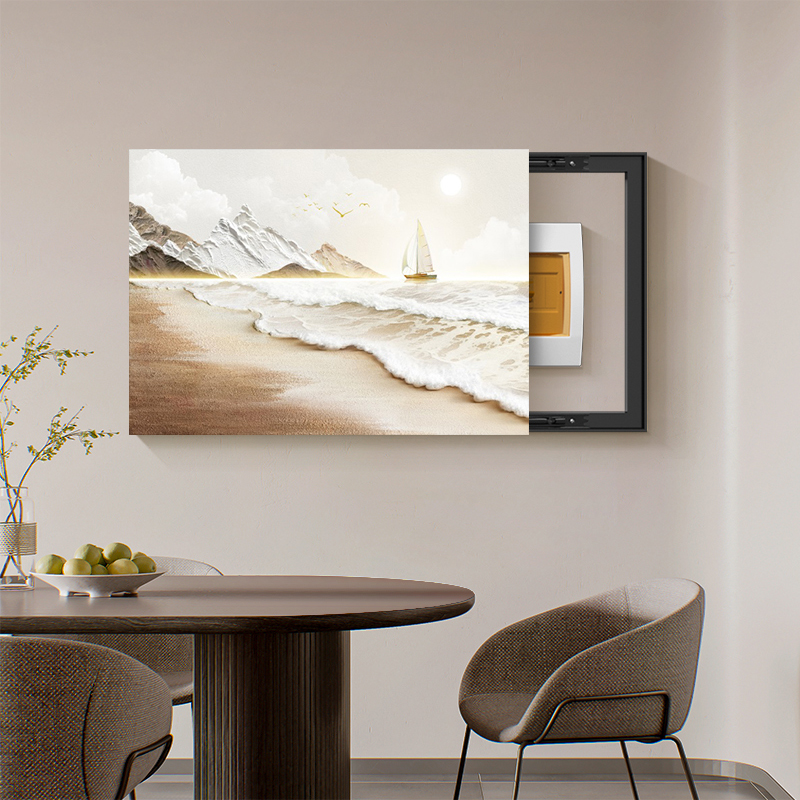 侘寂风餐厅电表箱装饰画配电箱推拉遮挡挂画高级感开关电闸盒壁画