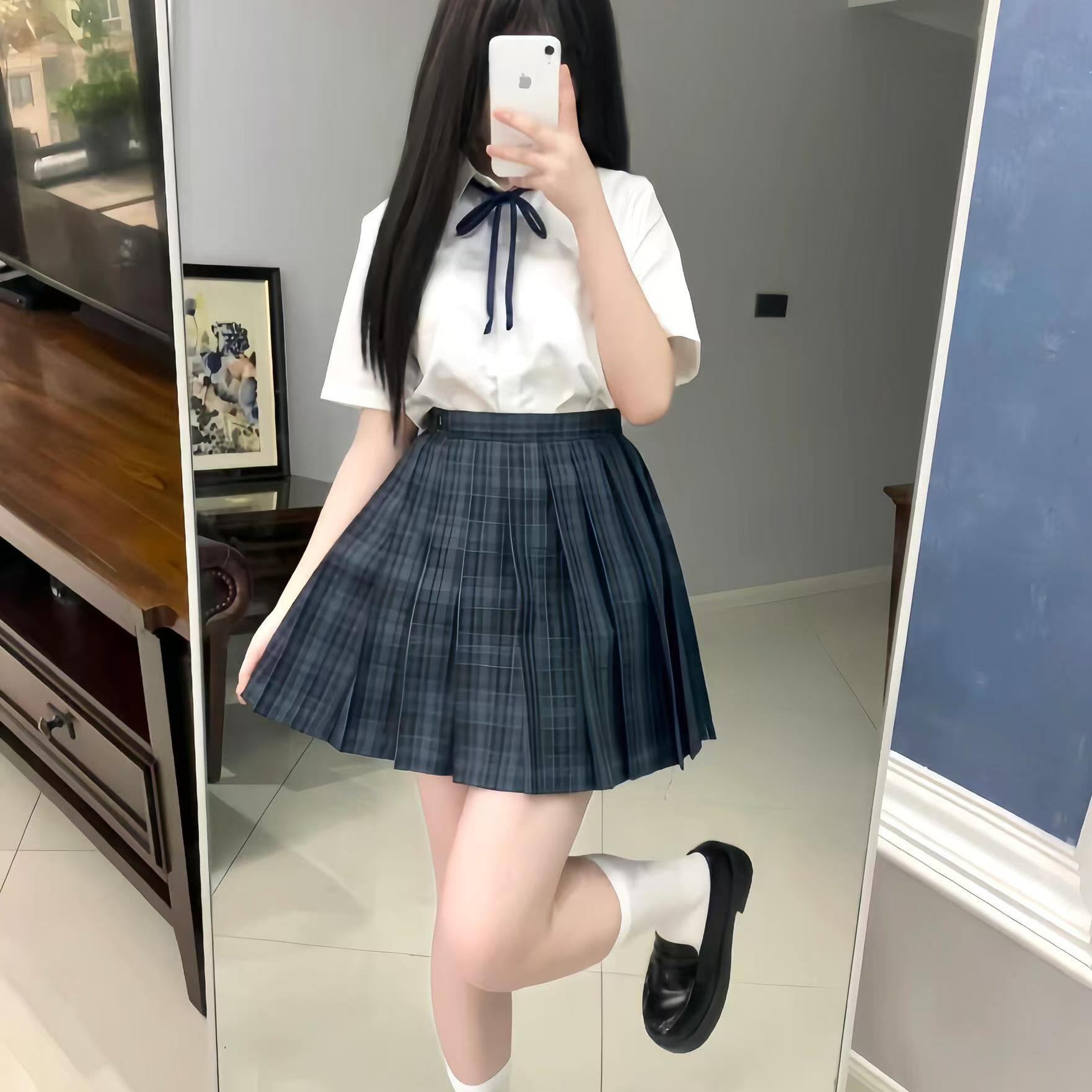 【海苔】原创墨绿格秋冬学院风日系校供感jk格裙百褶裙学院风短裙