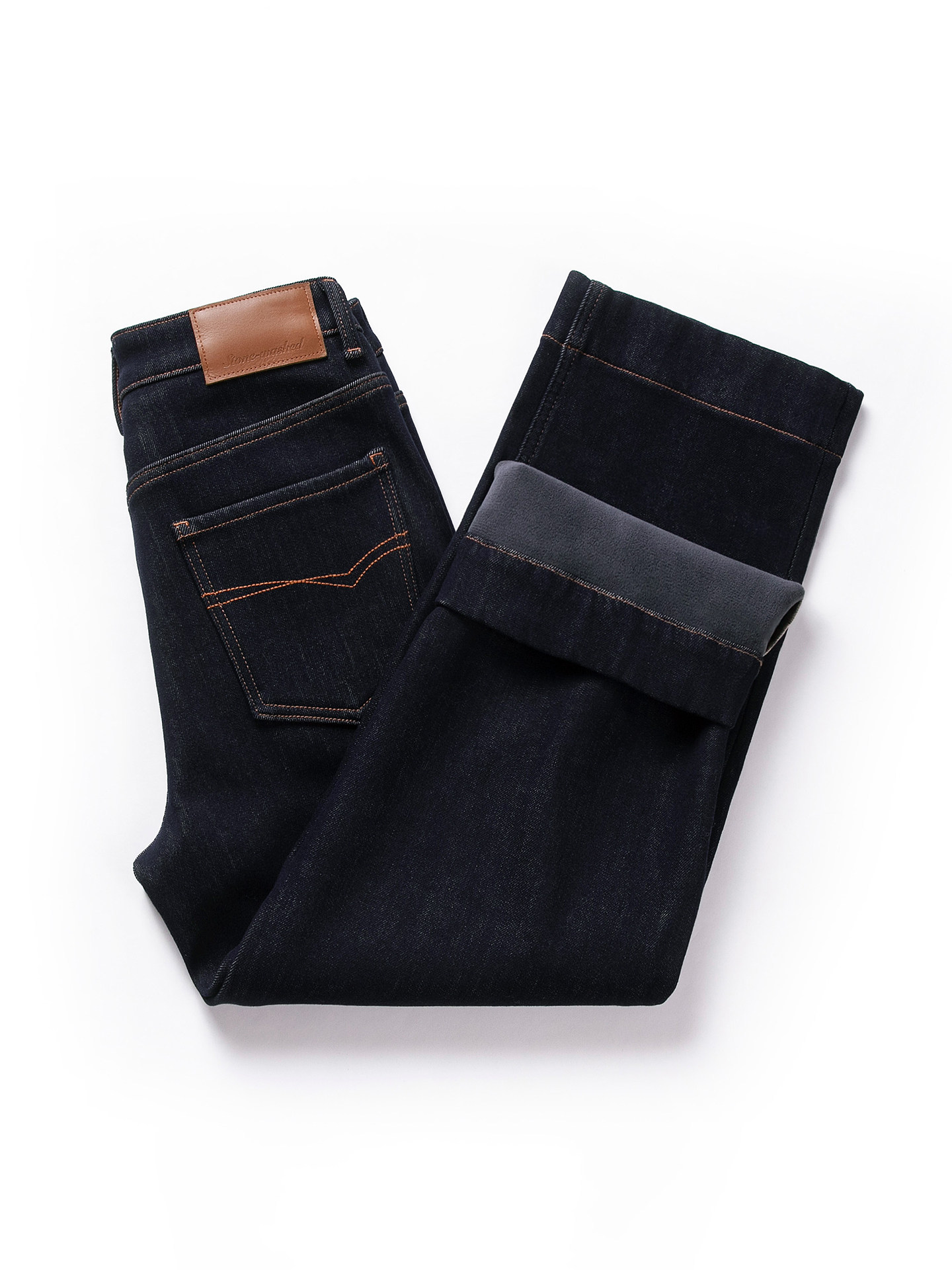 深蓝色加绒直筒牛仔裤女小个子2025年冬季新款加厚保暖九分休闲裤