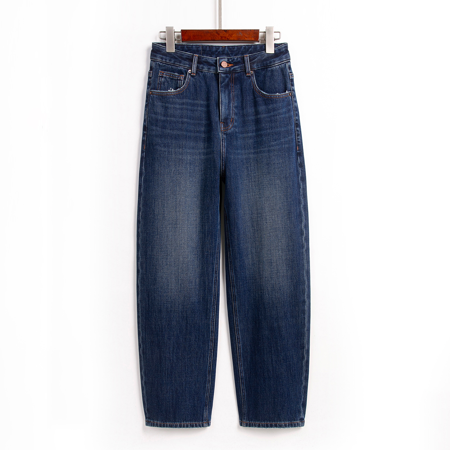 磨毛薄绒哈伦牛仔裤女老爹萝卜裤