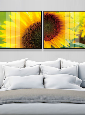 小清新金黄色向日葵太阳花风景装饰画医美机构美容中心过道晶瓷画