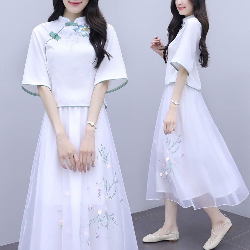 剪刀石2026新款连衣裙汉服女复古刺绣旗袍改良中国风夏季修身显瘦
