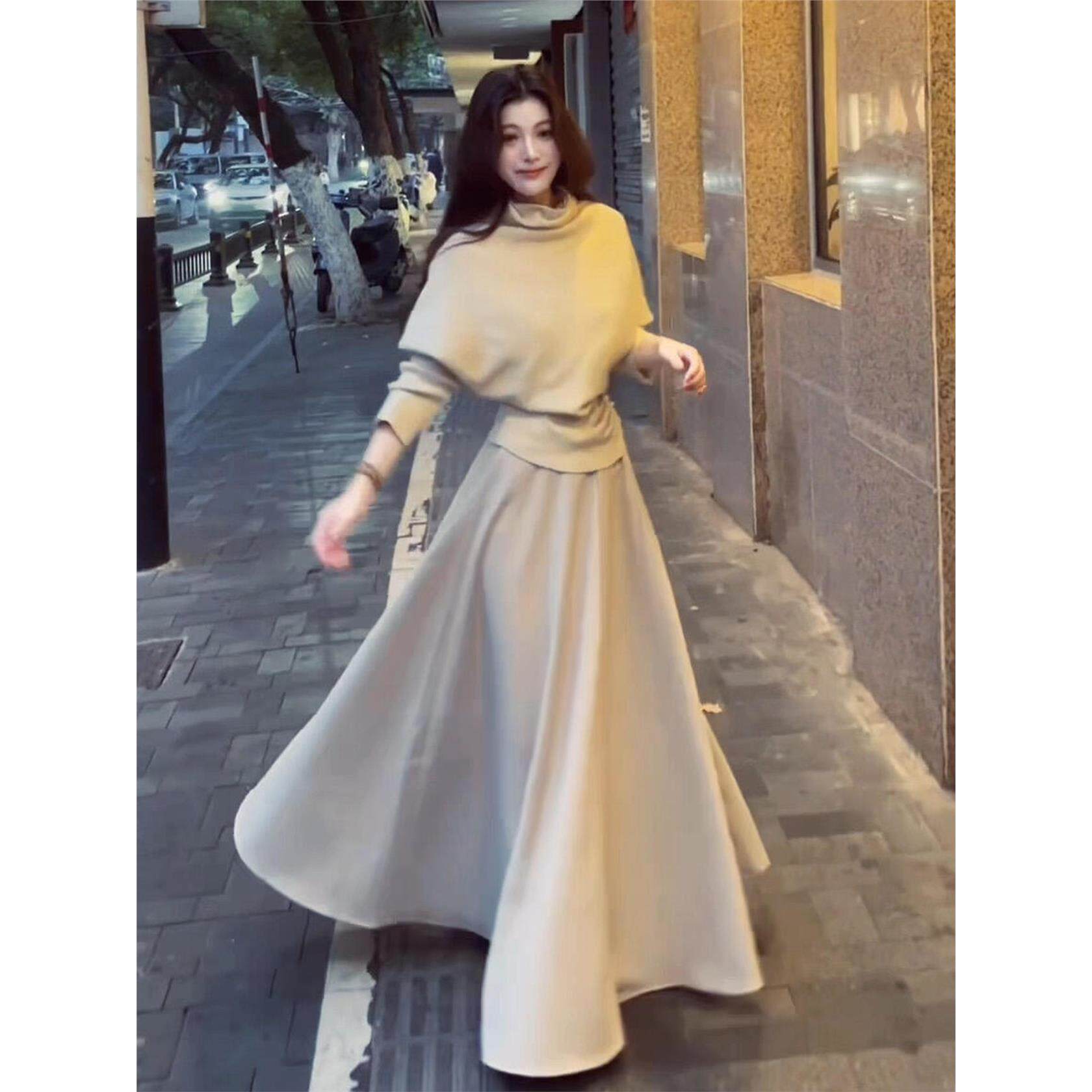 法式温柔风套装连衣裙子女秋冬季2025新款早秋气质穿搭一整套长裙