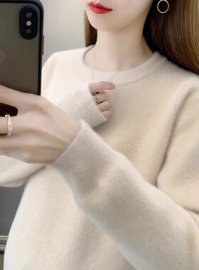 水貂绒软糯毛衣女黄金貂打底衫