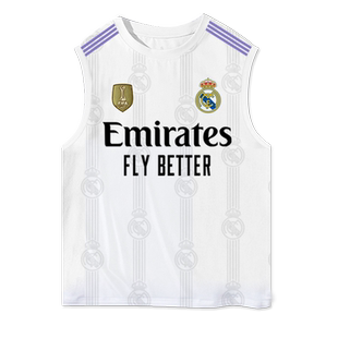 皇马队服足球衣服本泽马维尼修斯无袖t恤衫男士速干冰丝凉快背心