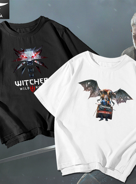 巫师3狂猎The Witcher 3游戏周边t恤衫短袖男女纯棉半截袖衣服体