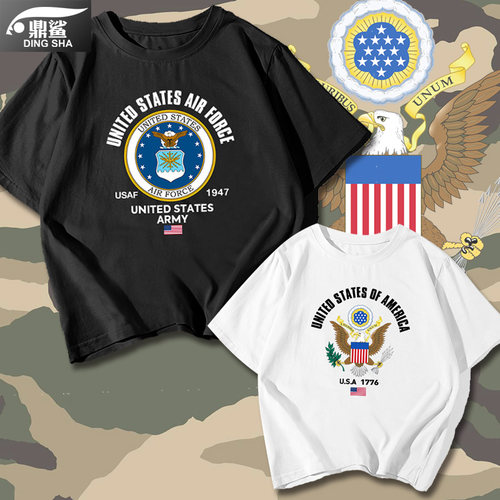美国USA海陆空军ARMY武装NAVY军迷训练短袖t恤衫男女纯棉半袖衣服 - 封面