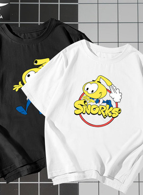 海底小精灵Snorks动漫卡通周边短袖t恤衫男女纯棉半截袖衣服体恤