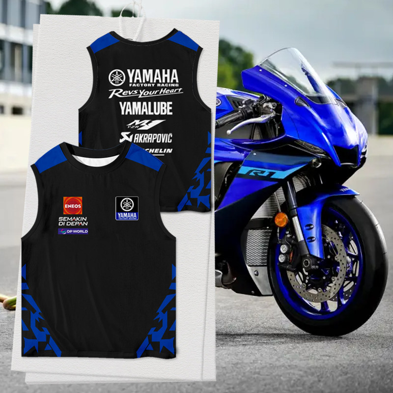 2026雅马哈motogp车队摩托车骑行赛车服冰丝速干背心男士无袖t恤