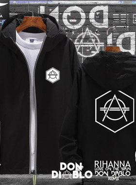 百大DJ周边电音Don Diablo大菠萝外套男女连帽夹克上衣服休闲帽衫