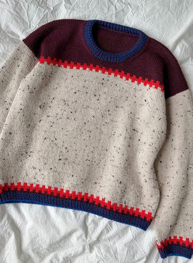 十字套头衫 成人秋冬新款毛衣 peer gynt羊毛线 进口编织材料包