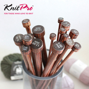 KnitPro Ginger 35cm 进口单头直针彩木针围巾毛衣针棒针直针