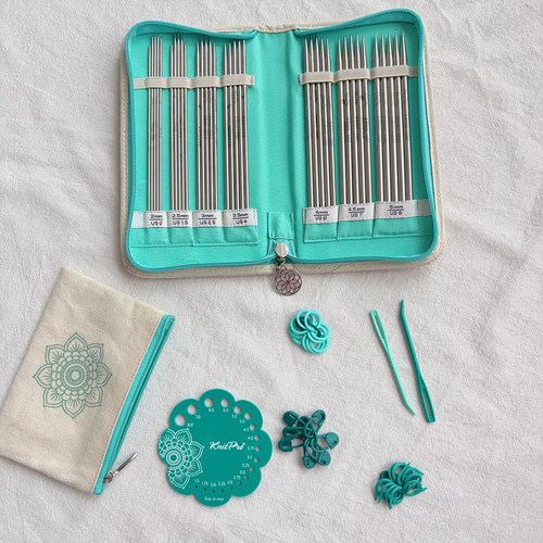 Knitpro Mindful 15cm双头直针 蕾丝套装金属针织毛衣针编织工具