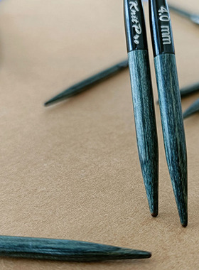 Knitpro Denim牛仔蓝口袋套装同款桦木可拆环针针头袖子袜子针