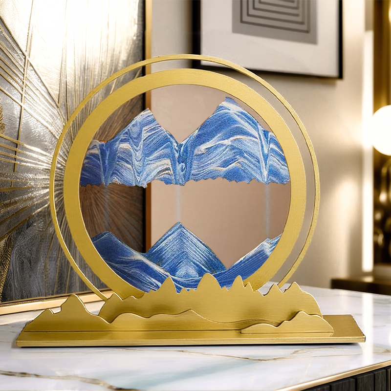 新款山景流沙画摆件钢化玻璃