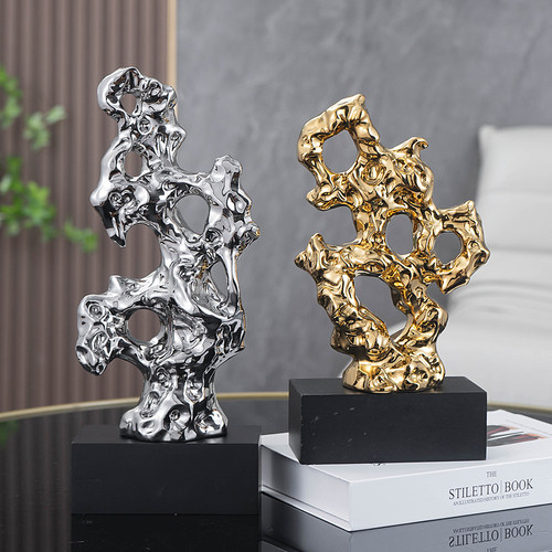 太湖石假山客厅摆件轻奢高档酒柜电视柜玄关桌面样板房艺术装饰品