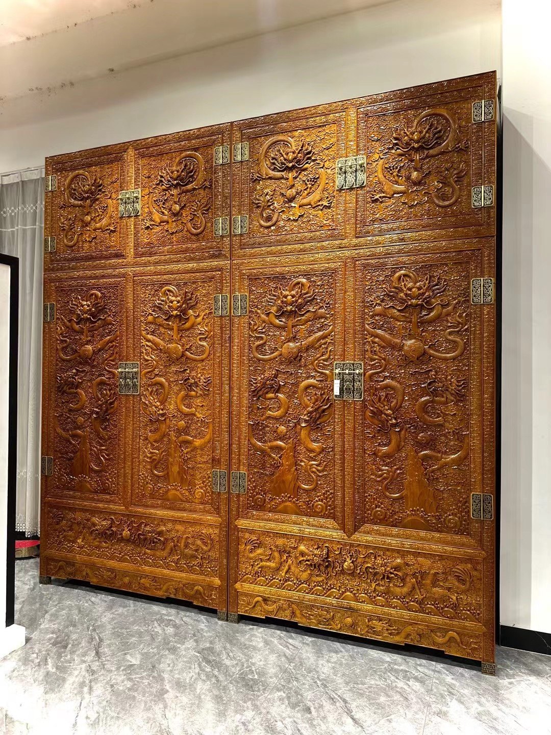 金丝楠木顶箱柜小叶桢楠328大套雕龙顶箱柜实木仿古中式雕刻艺术