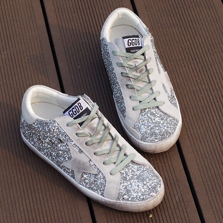 小脏鞋女亮片做旧2018新款原宿ulzzang百搭ggbd港味ins同款软妹鞋