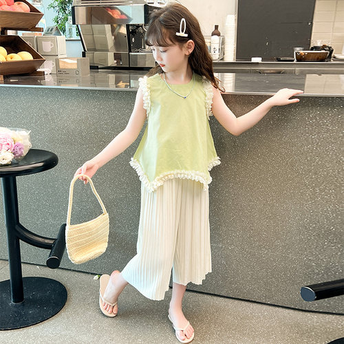 童装女童韩版无袖衬衫夏季儿童不规则娃娃衫百搭洋气甜美背心上衣