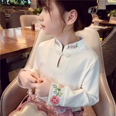 春装 古风新款 洋气儿童改良新中式 女童打底衫 上衣女孩国风长袖 T恤