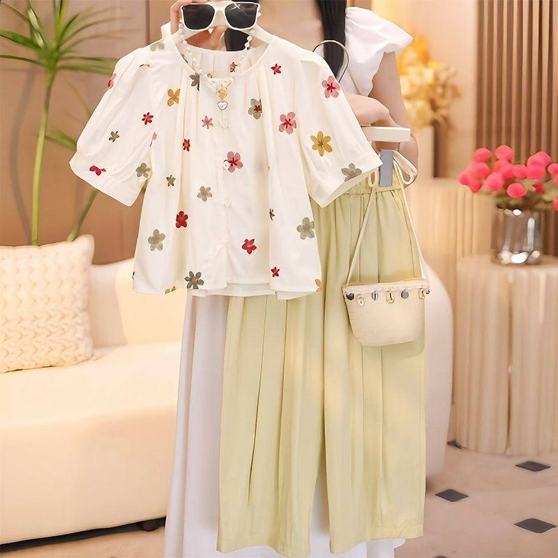 女童夏季百搭童装新款儿童衬衫休闲夏装女孩甜美短袖可爱洋气上衣