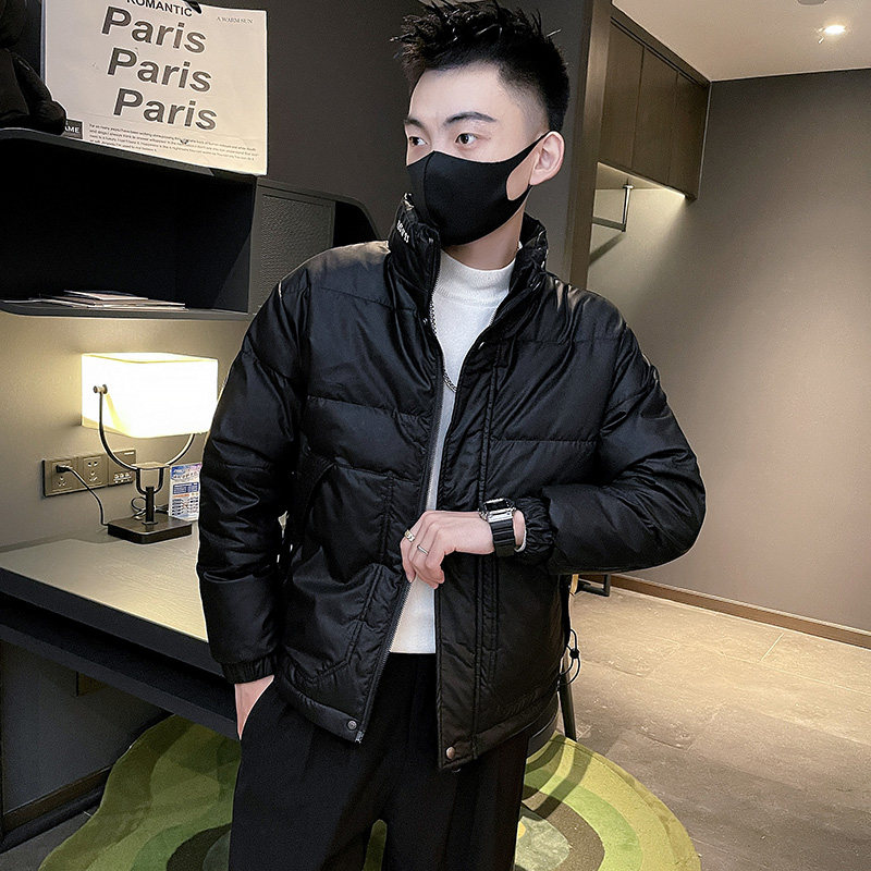 6664-P168冬季时尚休闲立领短款羽绒服PU皮加厚外套-3控228,男装羽绒服,电商D319
