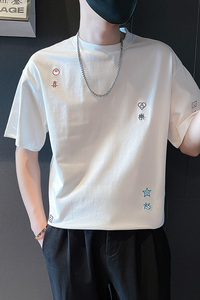 8043-特P48 新款ins潮牌短袖T恤刺绣上衣男装夏季半截袖  控68图片