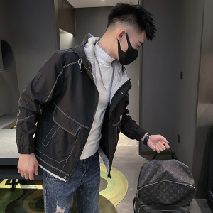 6579-P105 连帽外套春秋明线装饰修身休闲上衣韩版夹克-3 控145图片