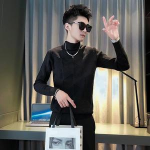 M26-P58 控78 男士冬季修身痞帅半高领针织毛衣图片