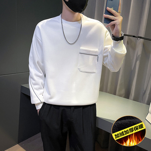 6701-P78 冬季时尚休闲纯色口袋潮牌加绒加厚男卫衣-3 控108图片