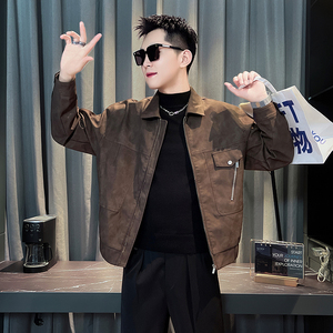 JK984-P148 秋季新款亚光微阔机车潮男皮衣外套 控198图片