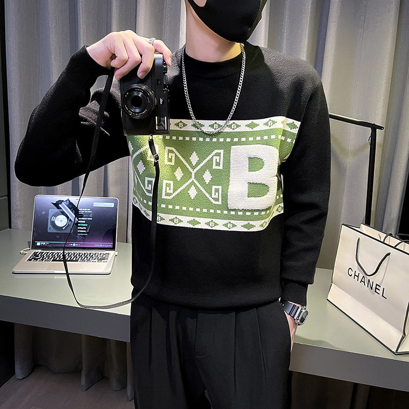 6683-P75秋冬修身提花针织套头毛衣控105,男装针织衫/毛衣,电商D319