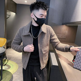 JK162-P128加厚羊羔绒拼接棉衣男冬季保暖修身小码外套-2，男装棉衣，电商D319