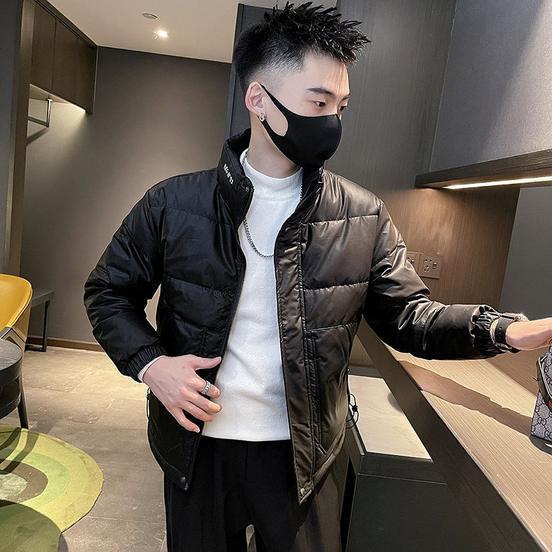 6664-P168 冬季时尚休闲立领短款羽绒服PU皮加厚外套-2 控228图片