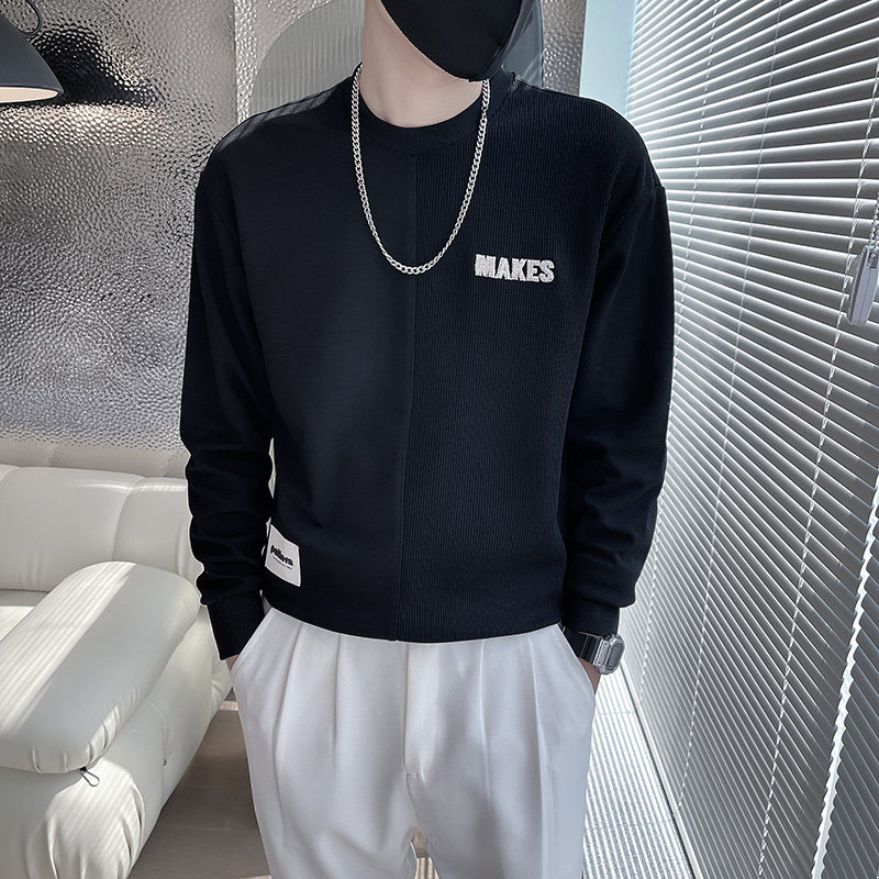 6645-P68春秋卫衣男装韩版打底衫上衣拼接潮牌痞帅外套-2控98,男装卫衣,电商D319