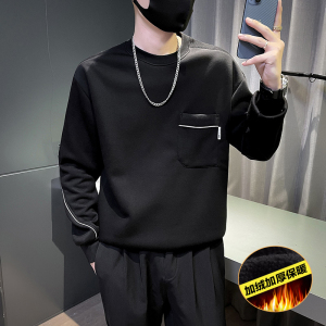6701-P78 冬季时尚休闲纯色口袋潮牌加绒加厚男卫衣-2 控108图片