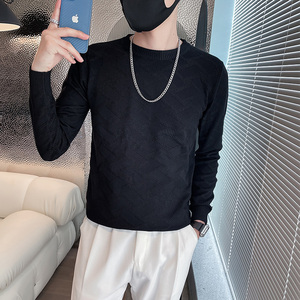 6620-特P59 秋冬肌理感高级高纯色套头毛衣内搭男针织衫-2 控89图片