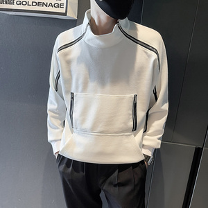 6610-P88 圆领卫衣男春秋季潮牌ins拉链装饰原宿个性T恤-1 控118图片