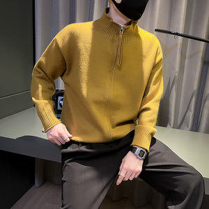 6685-P88 冬季休闲纯色立领男士拉链宽松开衫毛衣潮流外套2 控118图片