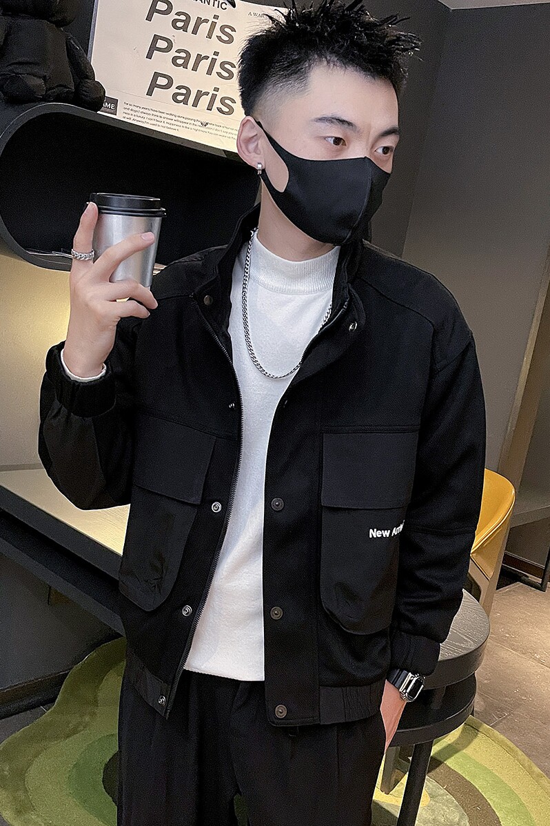 6673-P108复古机能夹克男士冬季新款拼接口袋立领外套控148,男装夹克,电商D319