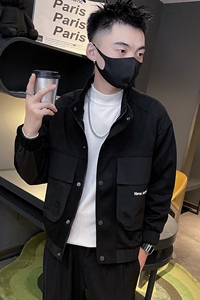 6673-P108 复古机能夹克男士冬季新款拼接口袋立领外套 控148图片