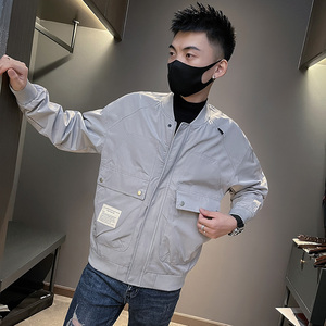6586-P88 秋季新款夹克工装口袋修身休闲棒球领外套男-2 控118图片