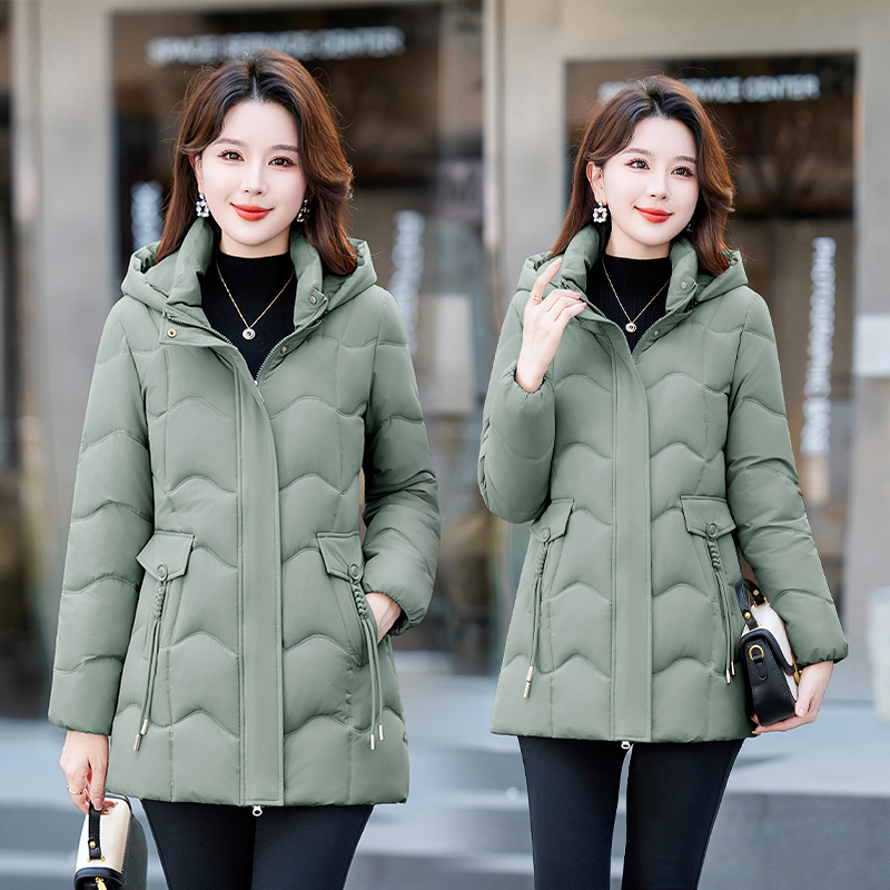 冬季棉衣女中长款修身显瘦时尚减龄棉服整张棉中年妈妈百搭棉袄女