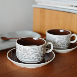 Camus 包邮 say棕木槿咖啡杯碟 拉花咖啡杯 中古复刻 收集时光