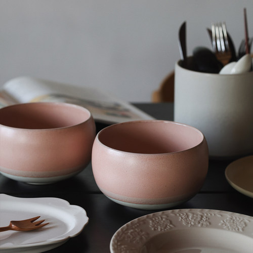 收集时光 圆墩墩 粉色窑变钵型碗 大汤碗 沙拉大碗 面碗 炖菜碗