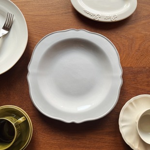 牛排大盘brunch盘 收集时光 灰陶四角大盘 say法式 略有深度 Camus